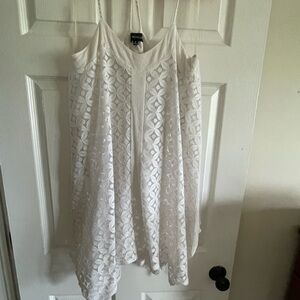 White lace hanker chief style mini dress